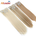 Extensiones de clip sedosas rectas de 16 colores con 16 clips